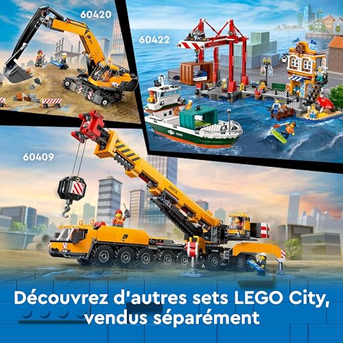 LEGO City La Pelleteuse de Chantier Jaune, Jouet pour Enfants Garçons et Filles dès 8 Ans, Idée de Cadeau d’Anniversaire, Minifigurines de Conducteur, Ouvrier et Architecte 60420