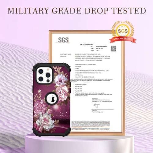 Image of Hocase for iPhone 13 Pro Max Case, Heavy Duty Shockproof Protection Soft Silicone Rubber Bumper+Hard Plastic Hybrid Protective Case for iPhone 13 Pro Max (6.7 inch) 2021 - Royal Purple Flowers