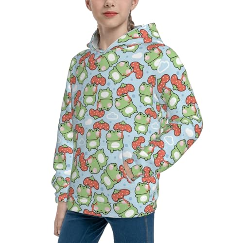 Cute Frog Strawberry Umbrella Kid Hoodies Boys Sweatshirts Girls Pullover with Pocket2