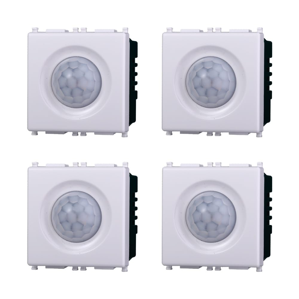 Elektronova Sensore Movimento PIR Infrarossi Bianco compatibile Vimar Plana Kit 4 Pezzi 1801