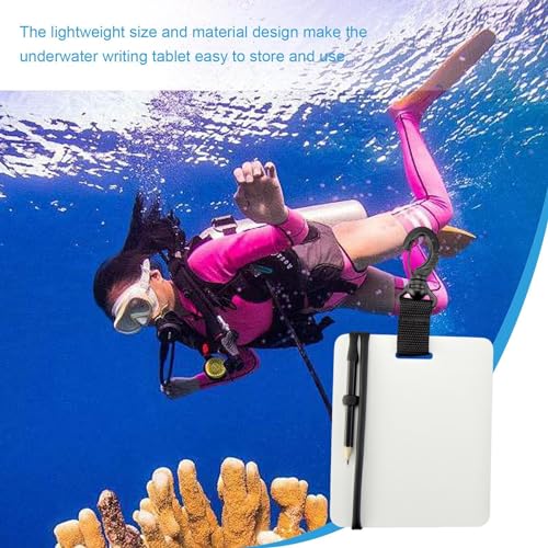 Pizarra de escritura de buceo impermeable tableta para buceadores con lápiz y clip giratorio 3