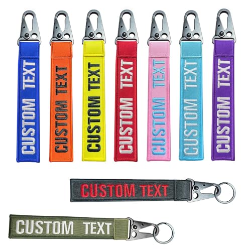 Graceful life Personalized keychain, custom name number tag, Fob key ring accessories, embroidery motorcycle key tag for luggage?crate?belt?gear?keyring