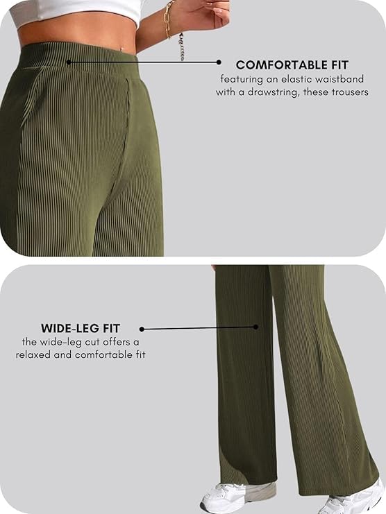 Modestouze Attires High Waist Wide Leg Pants for Women Black Korean Style Stretchable Trousers Winter Wear Stylish Palazzo Bottom Casual Office Lounge Daily Use - Image 5