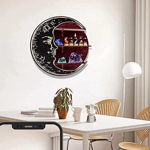 Aishangjia Antique Wall-Mounted Crystal Display Moon Stand, Crystal Display Stand, Wall Decoration Wooden Stand, Bedroom Kitchen Essential Oil Shelf (Purple) #TOP1