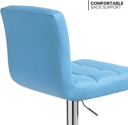 Miniatura 5 de MoNiBloom Juego de 4 taburetes de bar ajustables de piel sintética, giratorios, modernos taburetes de isla cuadrados con respaldo para sillas de