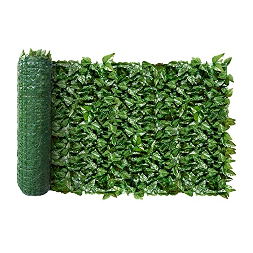 INFRANGE Foglia di alloro artificiale recinzione recinzione recinzione finta siepe verde parete foglia di vite decorazione per esterni, balcone, cortile, giardino, 99,1 x 297,2 cm, 1 pezzo