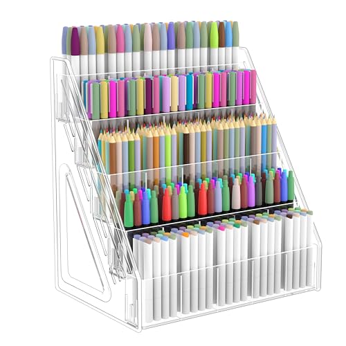 ARFETIGO 150 Slots Marker Organizer 5 Tier Acrylic Marker Storage Rack Desktop Marker Holder for Alcohol Markers Copic Ohuhu Colored Pencils & Pens