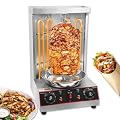YYUIXUNLI Electric Shawarma Grill Machine Vertical Rotisserie Broiler Gyro with 2 Heating Tubes,Countertop Rotating Grill Doner Kebab Oven,110V