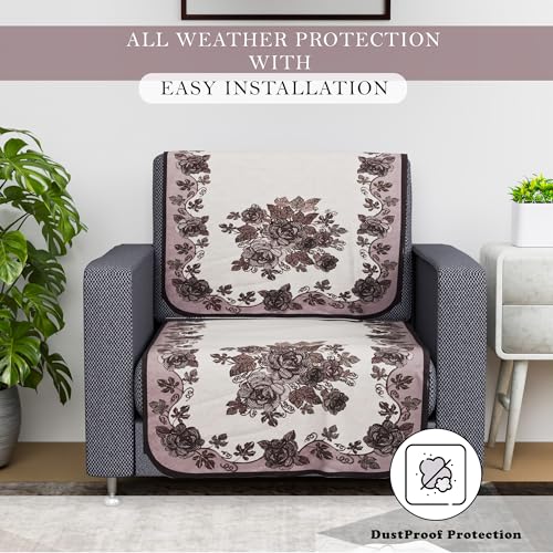 Image of Kuber Industries Sofa Cover | Single Seater Sofa Cover | 24x36 Inch | Net Sofa Slipcover | Couch Cover | Sofa Cover for Living Room | Blaze-Rose Digital Embroidery Print-640 | Large | Brown