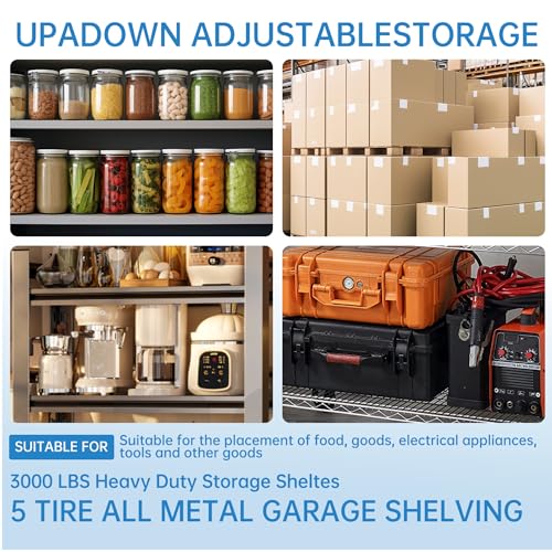 Image of Heavy Duty Storage Shelves 48x24x72 in, 2500Lbs Adjustable Metal Shelving for Garage Organization, Durable Garage Shelving Easy Assemble
