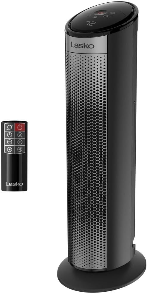 Lasko Revolution Elite Full-Room Ceramic Heater with 360° Rotation, Remote & Safety Features - CC23645 Black