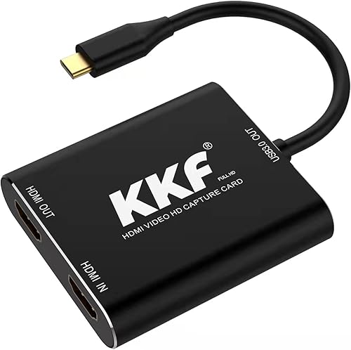 KKF Tarjeta de captura de video HDMI, 4K 60 Hz USB C 3.0, tarjeta de captura para transmisión y grabación en vivo, dispositivo de captura de juegos