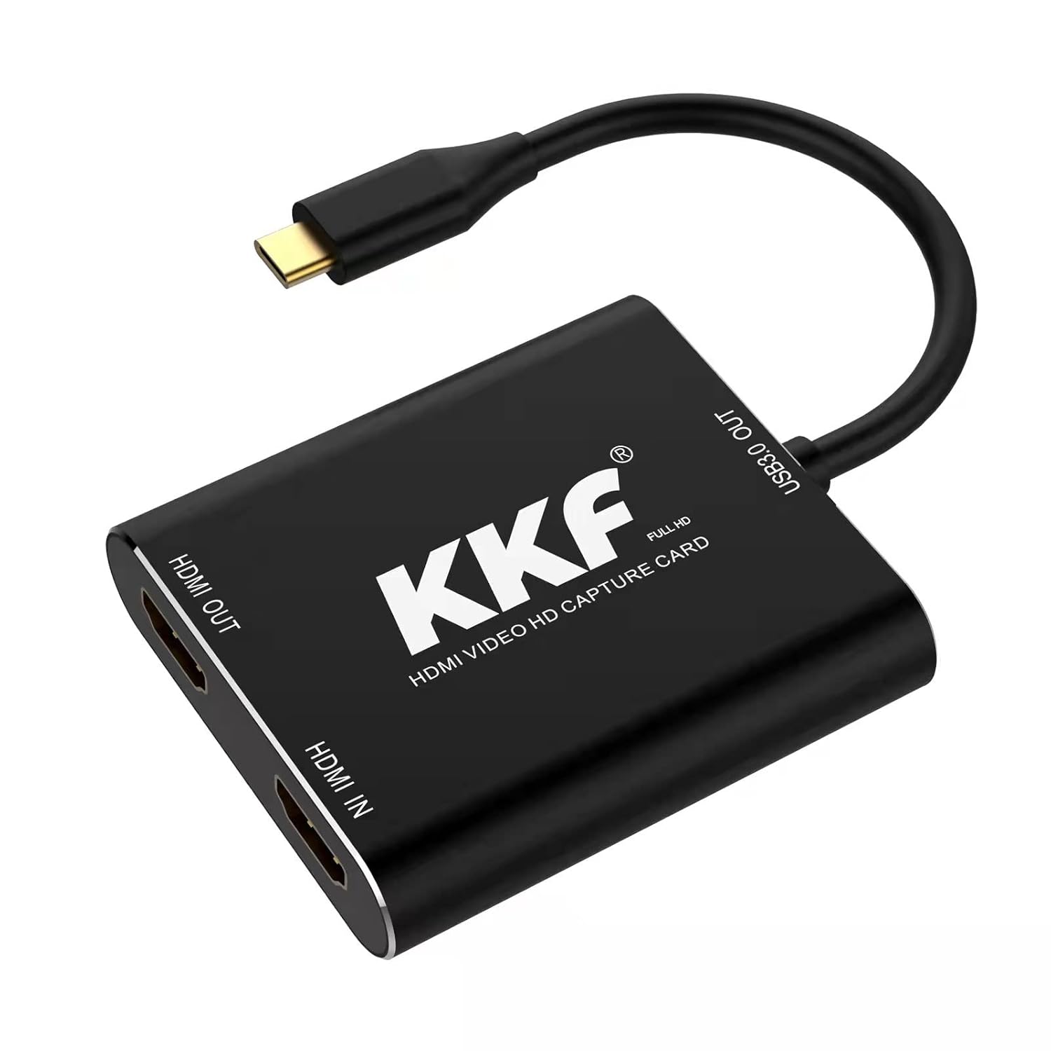 Kkf Capture Card, USB-C 3.0, Black, 1080P60, 4K HDMI Capture Card for Streaming and Recording PS5 PS4 Xbox Series X/S Nintendo Switch, Lag-Free Pass-Through, Windows, Mac OS, Linux Compatible