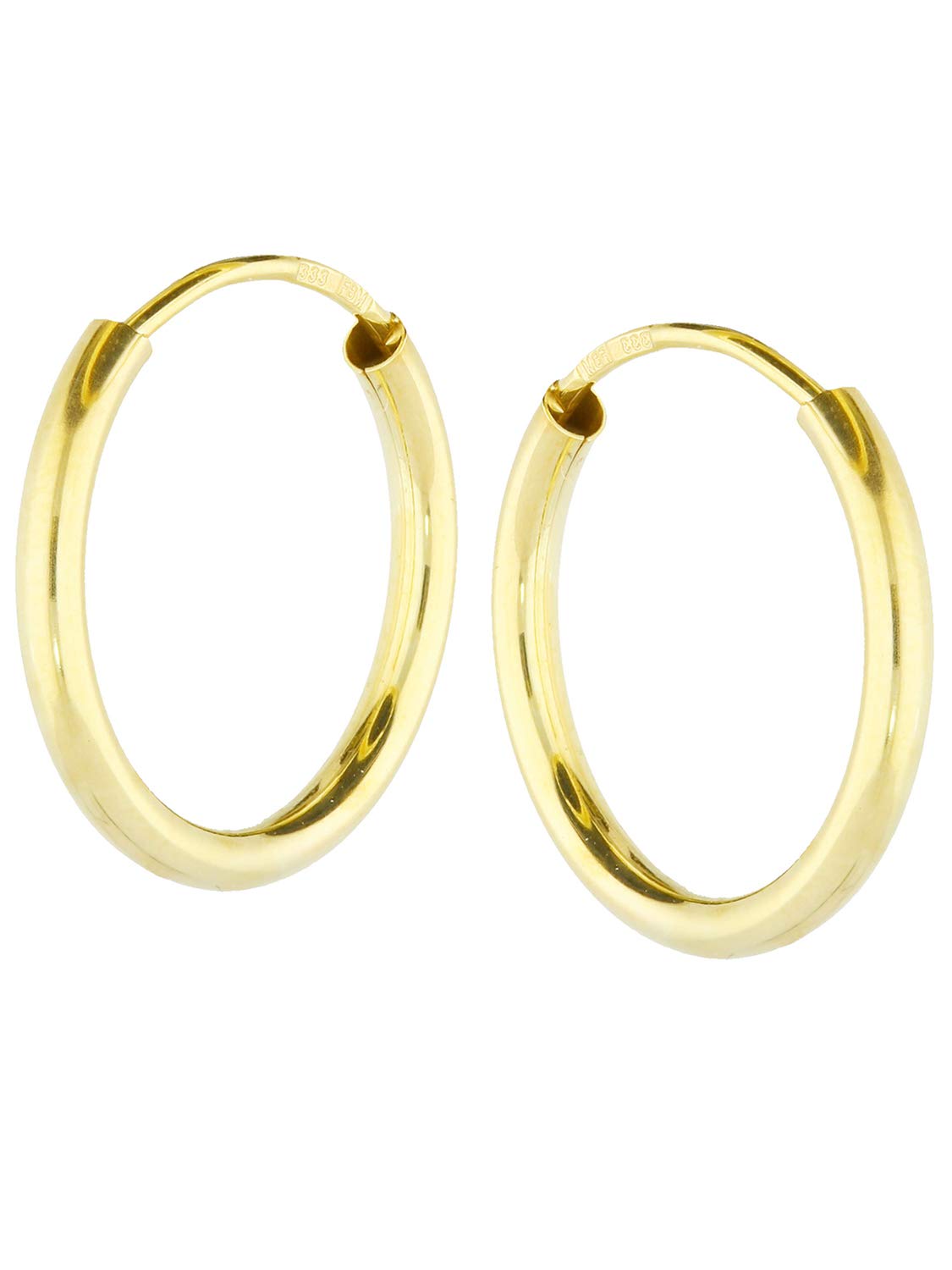 My Gold Damen Mädchen Ohrringe Creolen 333/585 Echtes Gelbgold Gold (8/14 Karat) Ø 20mm Breite 2,5mm Goldohrringe Pretty Celine