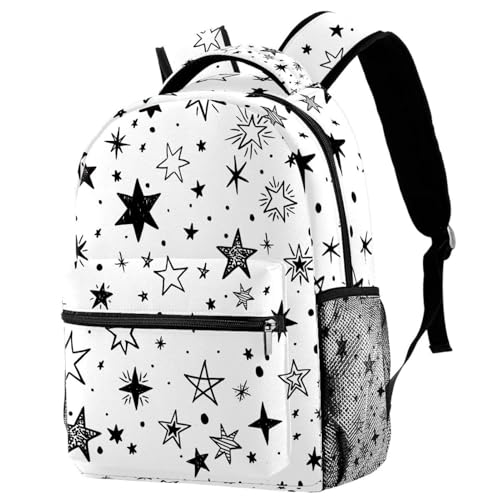 Sac à dos d'école à motif étoiles dessinées à la main - Cartable multicolore original
