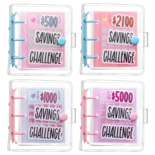 Furbeko 4 Pcs 1000 Dollar Saving Challenge Money Savings Binder