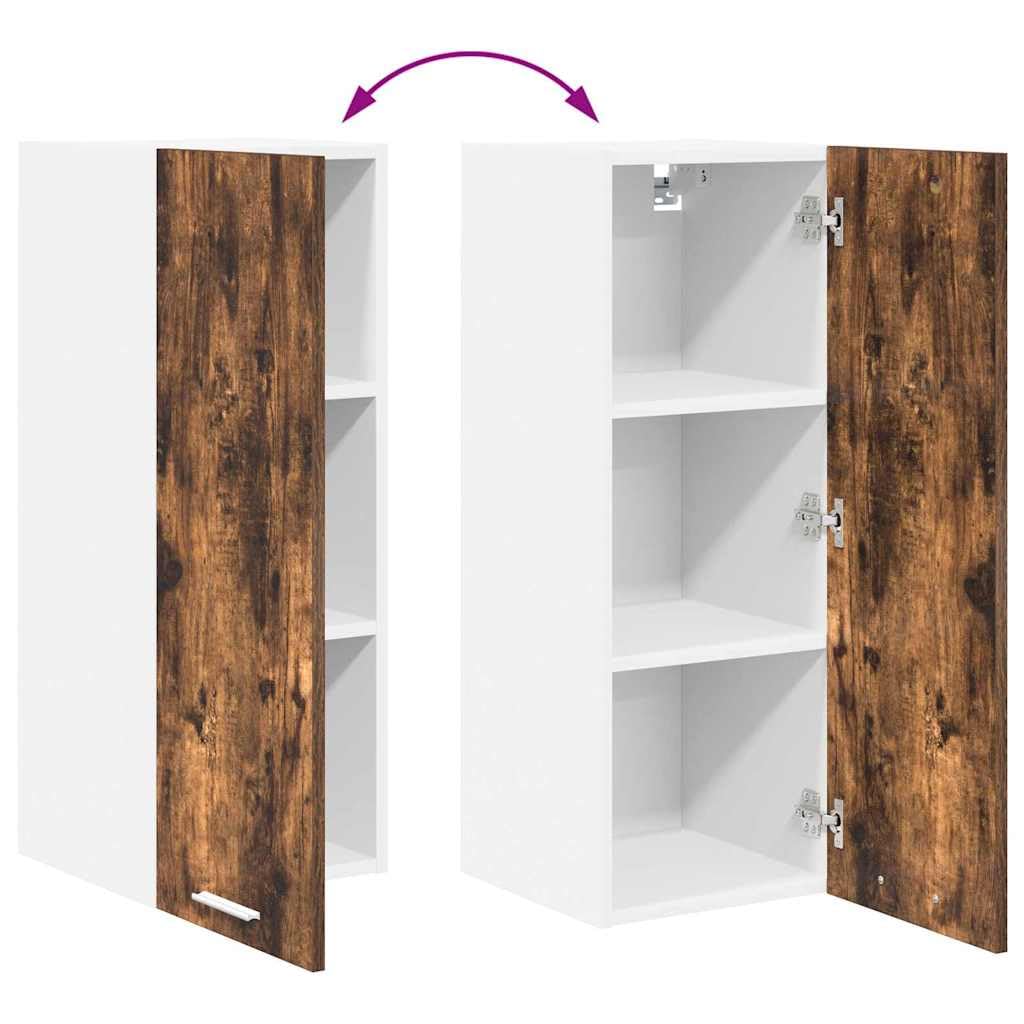 Hängeschrank mit Tür in Geräucherte Eiche und Weiß, Holzwerkstoff, 30 x 31 x 80 cm, moderner Stauraum für Küche und Esszimmer, vielseitig als Vorratsschrank, Organizer