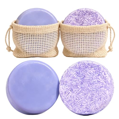 Ensemble de 2 ensembles de shampoing et après-shampooing Blueberry Fields, barres shampoing et après- biologiques pour cheveux clairsemés frisottis