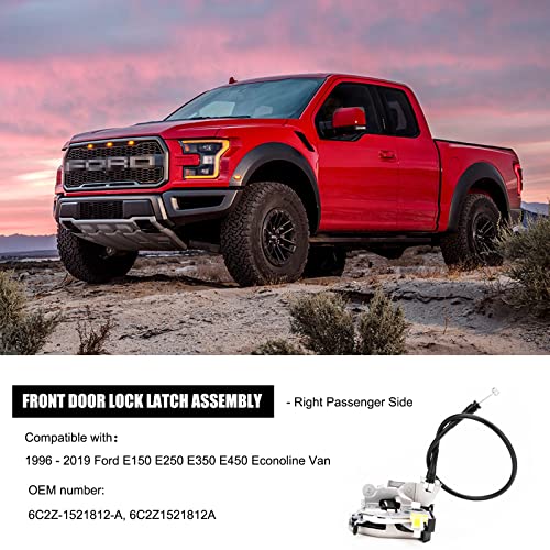 Image of Front Door Lock Latch Assembly 6C2Z1521813A Compatible with Ford E150 E250 E350 Econoline Van 1996-2019 Front Door Lock Latch Assembly 6C2Z-1521813-A (Left Driver Side)