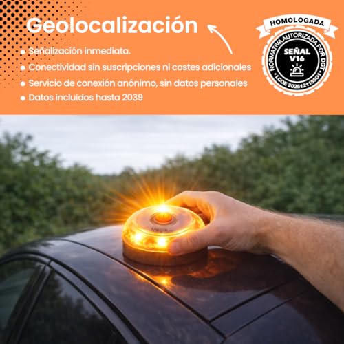 Miniatura 6 de Megaled Luz De Emergencia V16 Geolocalizada Y Conectada Con La Dgt 3.0 Obligatoria Desde Enero 2026 - Homologado Dgt 3.0 - Visible 1km Y 360 - Resistente Al Agua