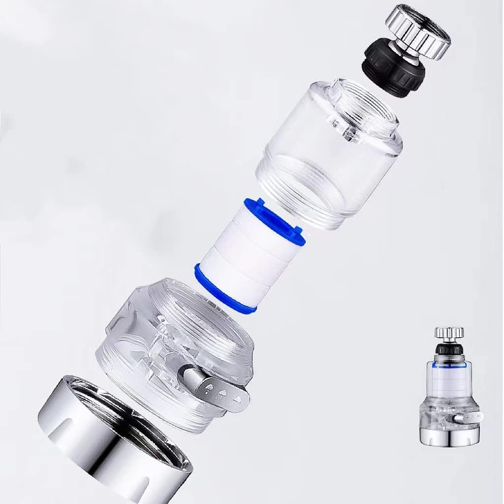 TBSITNS Water Filter Faucet, 360ยฐRotating Fixed Water Filter for Kitchen and Bathroom, Universal Tap Water Filter, Replaceable Cartridge(Rotationally Fixable)