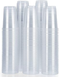 Fredy's Full Pint Plastic Disposable Drink Cups Pack of 50 (20oz/568ml) Large Plastic Glasses, Reusable Coffee Cups & Milkshake Glasses for Camping Travel Parties and Events