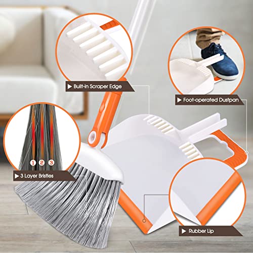 Mastertop Broom And Dustpan Set, Indoor Angle Broom With Dust Pan For Floor Sweeping, Combo Set With Adjustable Handle For Home, Kitchen, Portable Cleaning Brush And Dustpan #TOP3