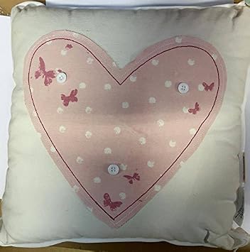 Home Decorative Square Pillow Cushion The Butterfly & Button Floral Design Heart