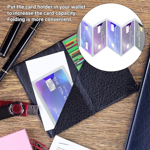 Plastic Wallet Insert for Credit Card Set of 4, Men & Women Wallets Accordion Style Picture Holder Sleeves 7 Card Slots Transparent3