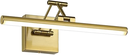 Joossnwell Luces LED para pinturas regulables de 15.5 pulgadas de largo con cable duro para marco de fotos de latón con brazo oscilante ajustable,