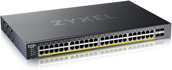 Zyxel 48-Port PoE Gigabit Switch | Smart-L2 Managed | 48x PoE+ @375W | 4X 10G SFP+ | Optional Nebula Cloud | Rackmount | Ethernet Network Hub [XGS1935-52HPV2]
