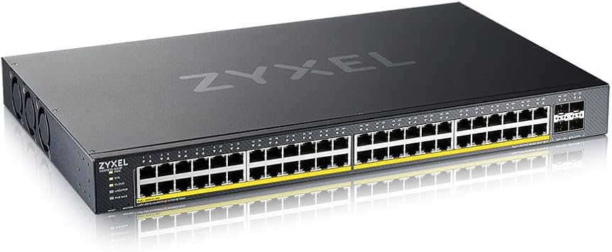 Zyxel 48-Port PoE Gigabit Switch | Smart-L2 Managed | 48x PoE+ @375W | 4X 10G SFP+ | Optional Nebula Cloud | Rackmount | Ethernet Network Hub [XGS1935-52HPV2]