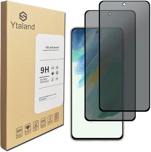 Ytaland - Protector de pantalla de privacidad para Samsung Galaxy S21 FE 5G, 2 unidades antiespía antiespía anti peep sin burbujas, cubierta de