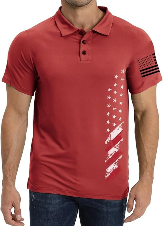 Polo para hombre día de la independencia 4 de julio con bandera americana miniatura 3