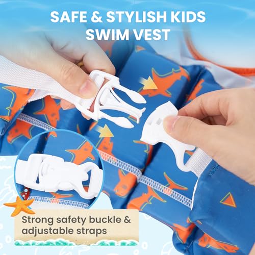 Gogokids Swim Vest for Kids, Toddler Floaties Fit 20-50 lbs Girls & Boys, Swimming Aid with Water Wings and Shoulder Strap for 2-6 Years, Pool/Beach - Thumbnail 4