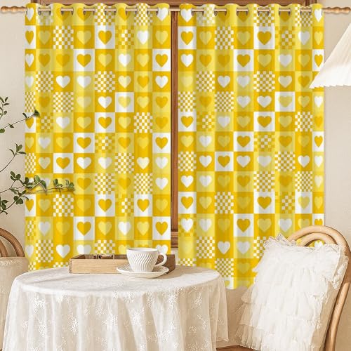 Rideaux occultants design cœur jaune pour une pièce joyeuse - 3