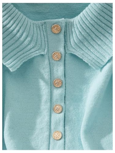 OYOANGLE Women's Off The Shoulder Sweaters Long Sleeve Button Pullover Jumper Tops4