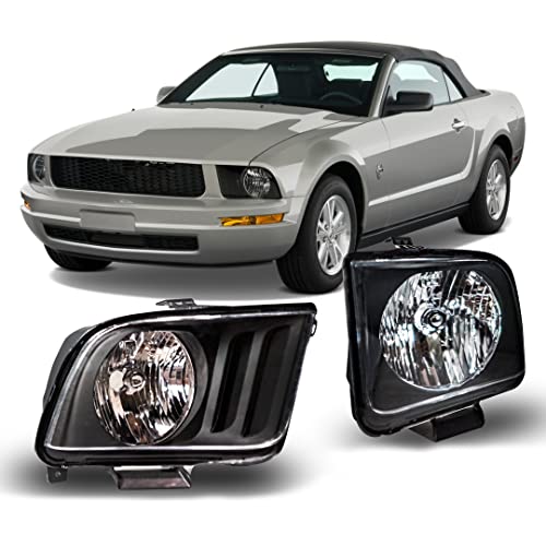 CPW Headlights Assembly Compatible with [2005 2006 2007 2008 2009 Ford Mustang] Headlights Headlamps Pair Set