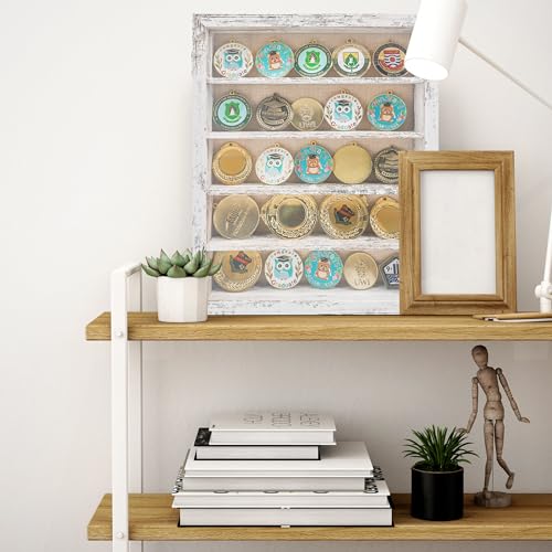 Image of GMFrames 11x14 Wooden Shadow Box Frame with Removable Shelves Deep Display Case for Military Medals Keepsakes White