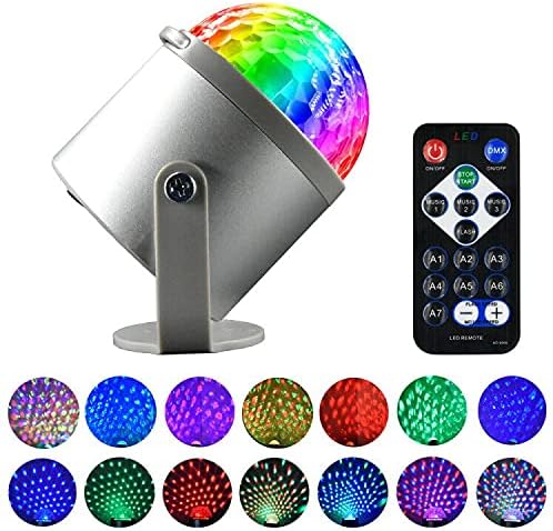 SPOOBOOLA Disco Ball Light, 7 LED Colors Effect Light Projector with Remote Control, Sound Activated, Portable, Safe, Suitable for Party Night