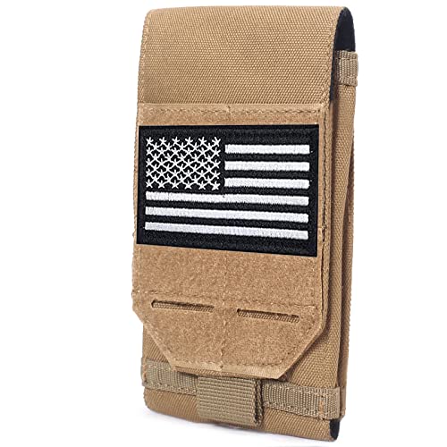 Viidoo Tactical Phone Pouch, Small Molle Admin Pouches, Heavy Duty Waterproof Smartphone Case Holder For Vest Belt Waist (Coyote Tan) #TOP6