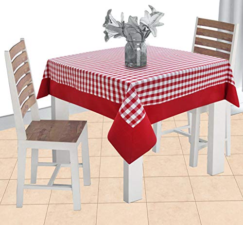 Image of AIRWILL Cotton Checkered Pattern 2 Seater Table Cloth Pack of 1 pc (Red)