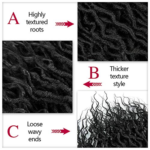 Faux Locs Crochet Hair Goddess Locs Crochet Hair 6Packs 24Inch Pre-Looped Crochet Locs,Locs With Soft Curly Ends Dreadlocks Wavy Faux Crochet Locs Synthetic Braids Extensions 72Strands(24'', 1B) #TOP5