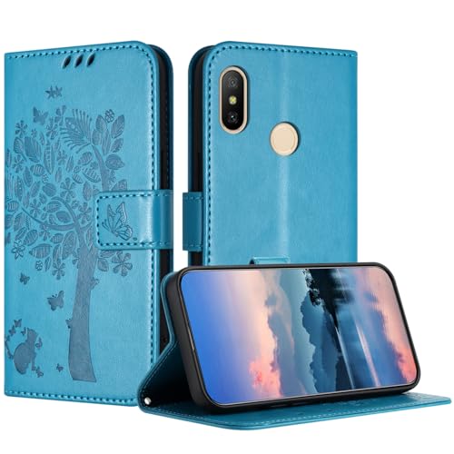 JayModCase Custodia per Xiaomi Mi A2 Lite/Redmi 6 Pro, Flip Portafoglio Pelle Cover con [Slot Schede] [Magnetico] [Cavalletto] Antiurto Compatibile con Redmi 6 Pro - Blu