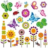 20 PCS Spring Thick Gel Clings Butterfly Flowers Window Gel Clings Decals Stickers for Kids Toddlers and Adults Home Airplane Classroom Nursery Spring Summer Party Supplies Decorations Removable