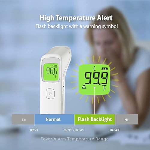 Miniatura 2 de MbH - Termómetro inalámbrico para frente, termómetro digital sin contacto para adultos, bebés y niños