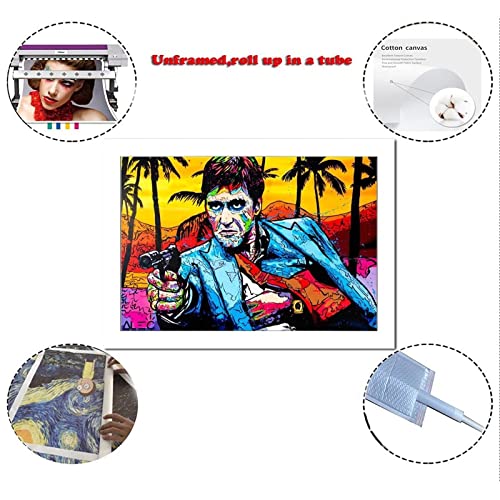 Hhgaoart Godfather Scarface Movie Poster Tony Montana Paintings On Canvas Modern Art Decorative Wall Pictures Home Decoration No Framed (16X24Inch,Scarface Graffiti Canvas Art) #TOP6
