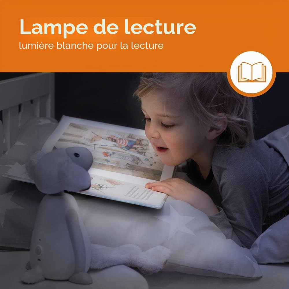 ZAZU - FIN le mouton Lampe de chevet et veilleuse - Copain Idéal pour la lecture le soir (Gris)