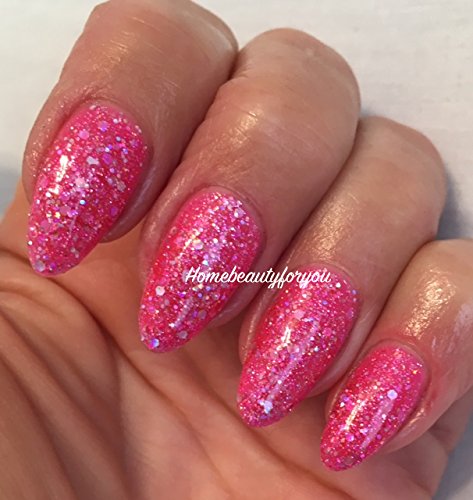 BLUESKYGel Polish GLITTER DIAMOND RANGE BLZ CHOOSE YOUR COLOR GLITTER GEL UV LED Soak Off 10ml (BLZ 04 Pink Glitter)