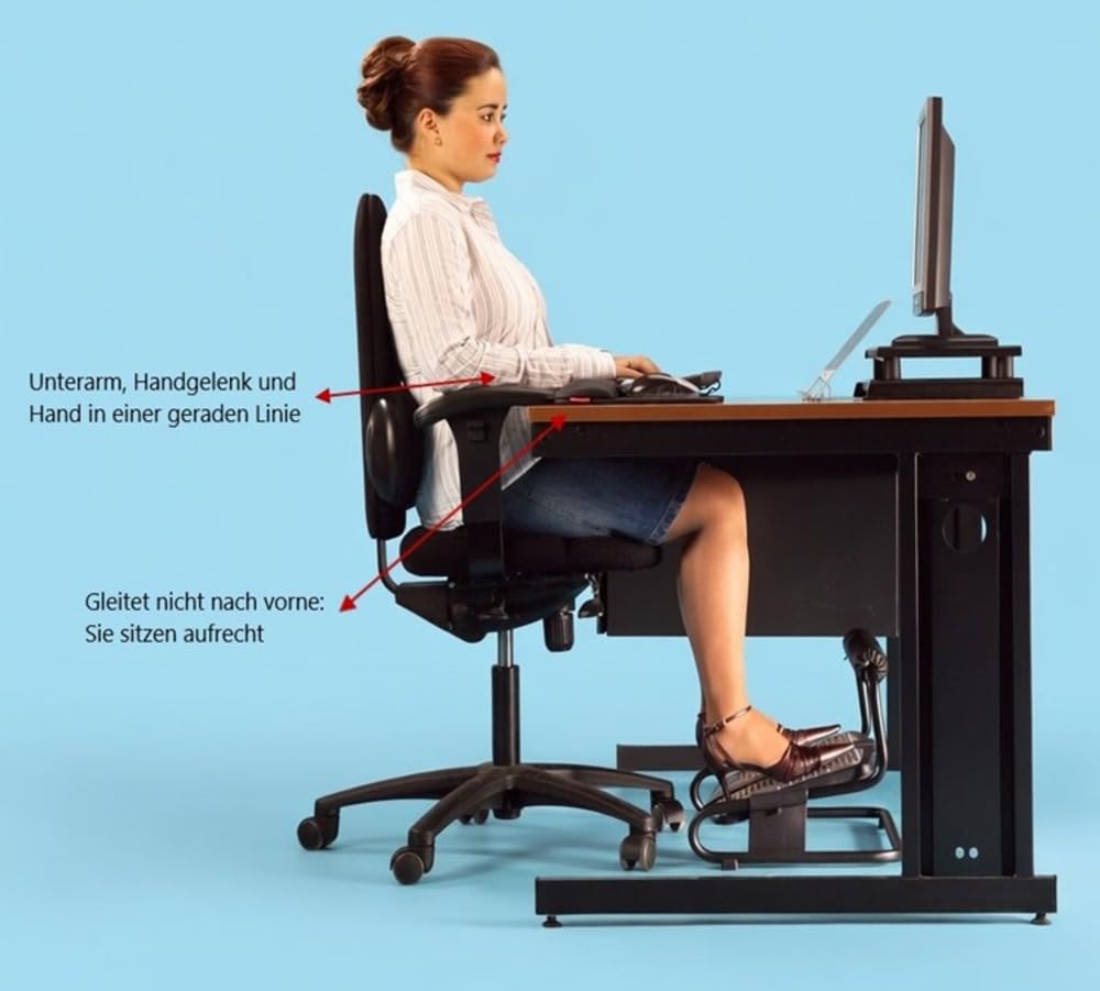 Ergonomische Handgelenkauflage für Tastaturen, schwarz, 495 x 270 x 25 mm | ErgoPols Classic Modell, ergonomisch, für Tastaturen, für Büro/Zuhause, hochwertiges Leder, pflegeleicht